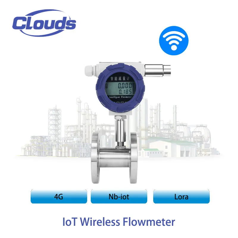 클라우드 NB-IoT 무선 2인치 316L 스테인리스 스틸 터빈 유량계/센서/게이지 DN15 IP68 방수 무선HART 프로토콜