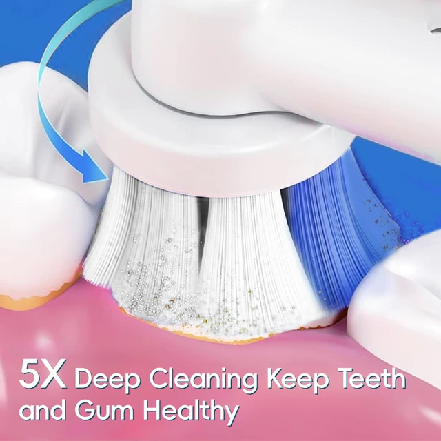Smart Rotary Electric Toothbrush, Rechargeable Rotating Toothbrushes with 6 Heads, Compatible with Oral B Replacement Brush Head 5
