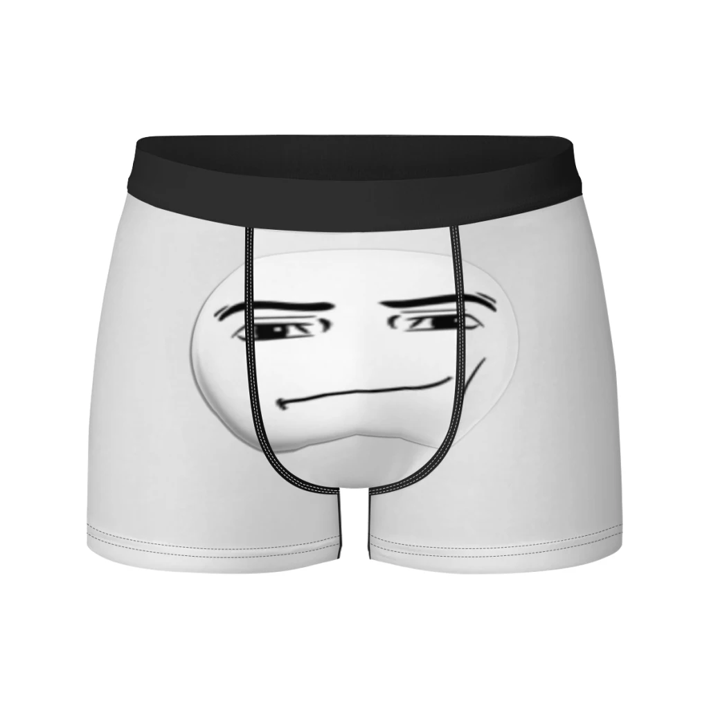 thumbnail image 1 of Ropa interior masculina elástica de seda de leche transpirable Face-Roblox-Fun-Boxer Briefs 3D, 1 of 5