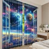 2Pcs Space Galaxy Curtains Universe Nebula Galaxies Solar Planet Suitable For Bedroom Living Room Dining Room And Bathroom 3