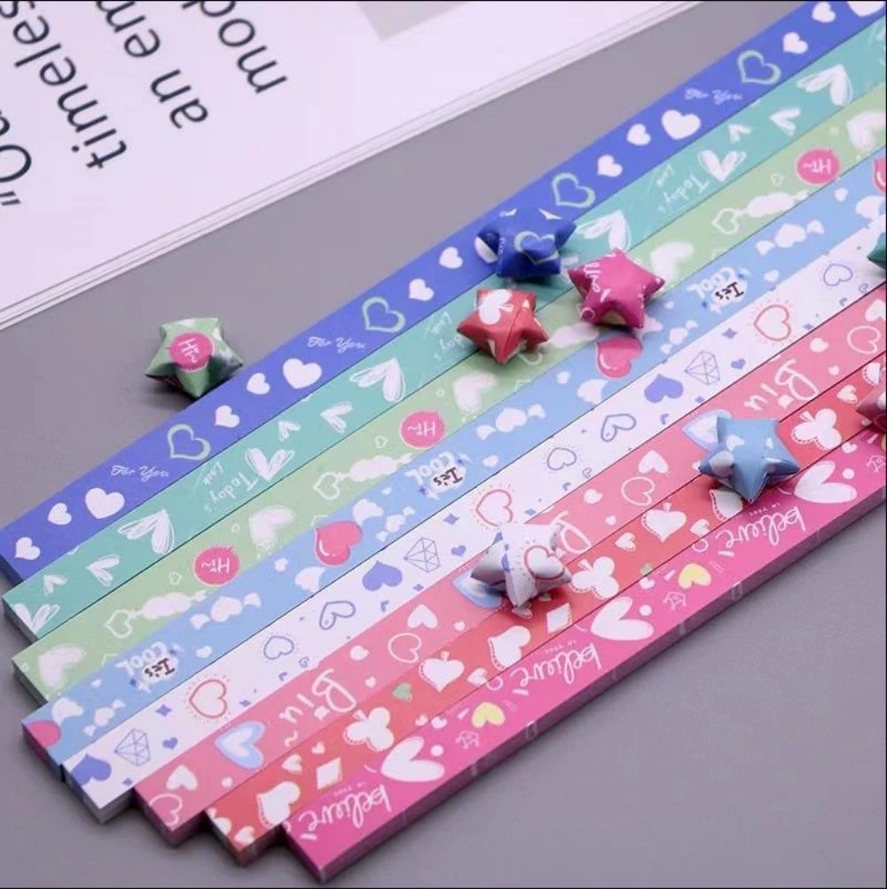 1080 Sheets Origami Stars Paper Strips Double Sided Lucky Colorful