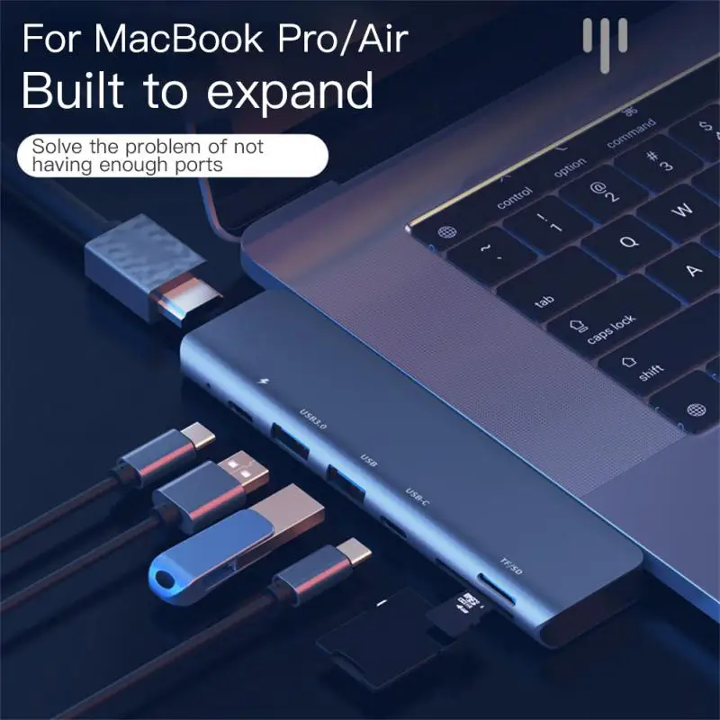 

4k Adapter 7 In 2 HDMI-compatible Dock 4k Thunderbolt Pd Data Port Hub Usb Type C Hub Computer Accessories Double-headed Hubs