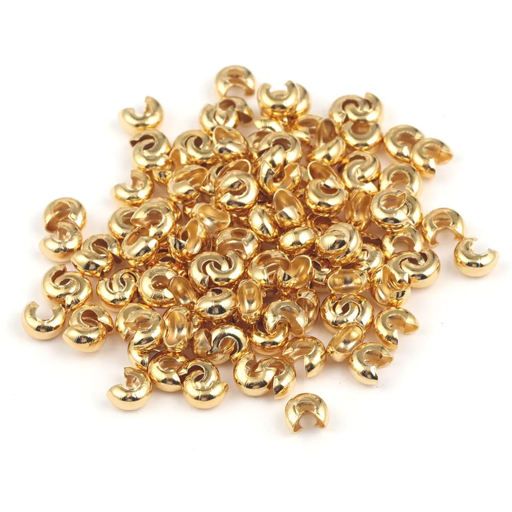 50 stücke edelstahl Abdeckungen Crimp Ende Perlen Stopper Spacer Perlen Für Schmuck, Die Entdeckungen Liefert DIY Öffnen Crimp Perlen – Detail 4