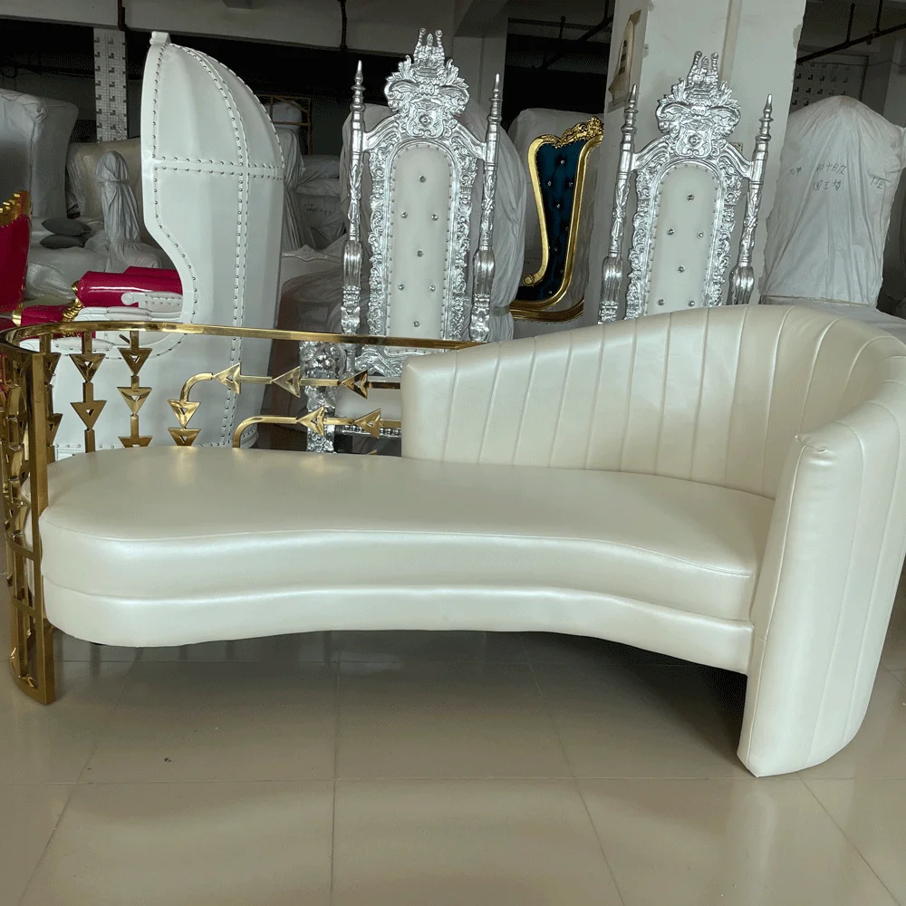 Luxury Gold Wedding Two Seat Throne Sofa King Chair Set For