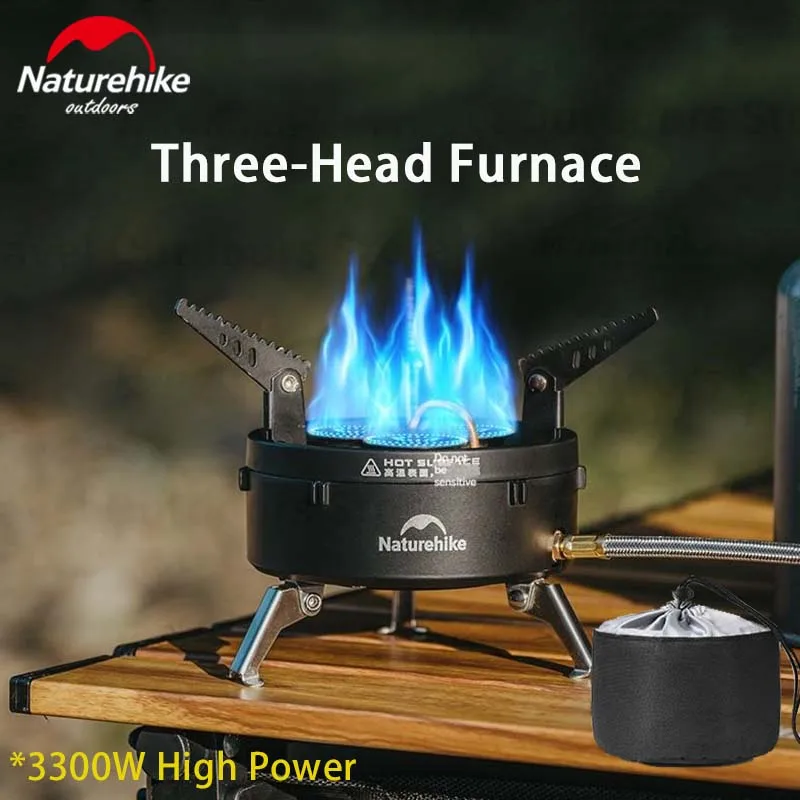 

Портативная газовая плита Naturehike 3300 Вт с высокой мощностью, регулируемая огнеупорная Сверхлегкая горелка для пикника, плита для приготовления пищи, подходящая к полу плита
