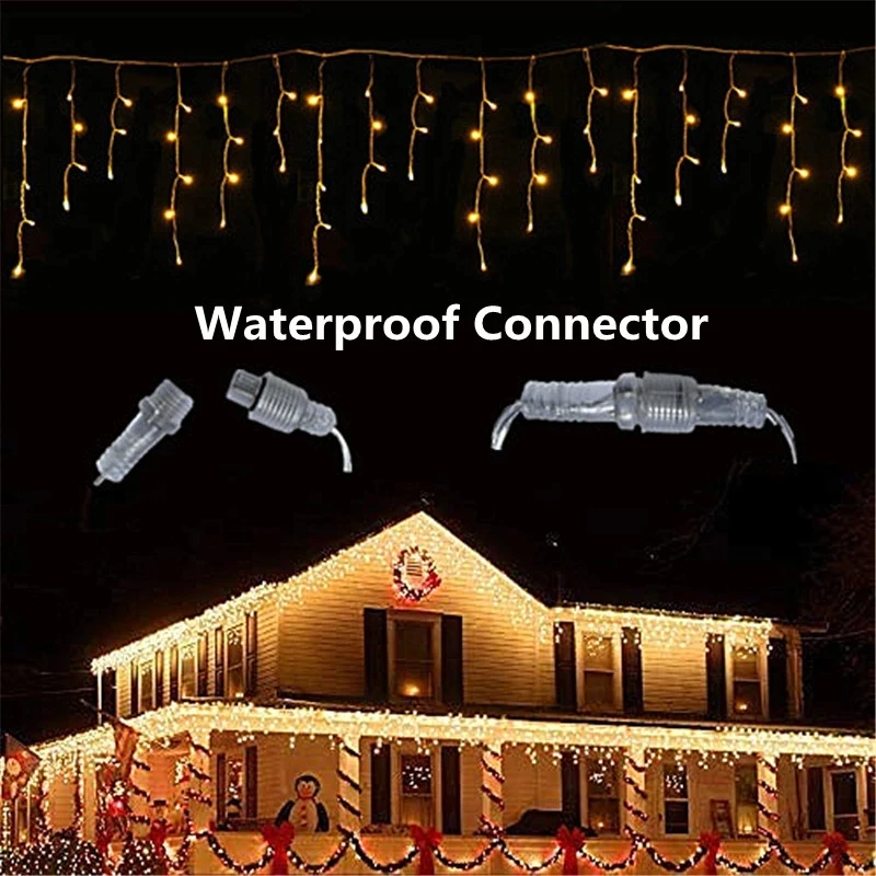

Christmas Light Waterfall LED String 8m-40m Curtain Icicle Droop 0.6M Festoon Lights for Street Garland New Year Home Decorative