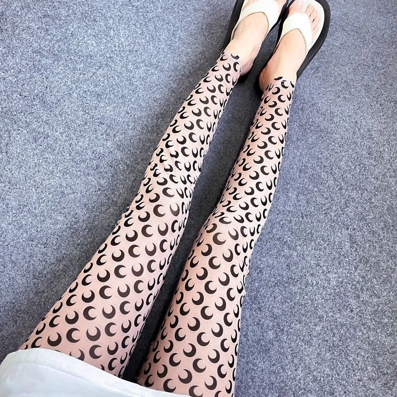 Image of Spring Summer Y2k Retro Design Sense Women's Clothing Moon Printed Women's Pants Slimming Elastic Jumpsuit Leggings