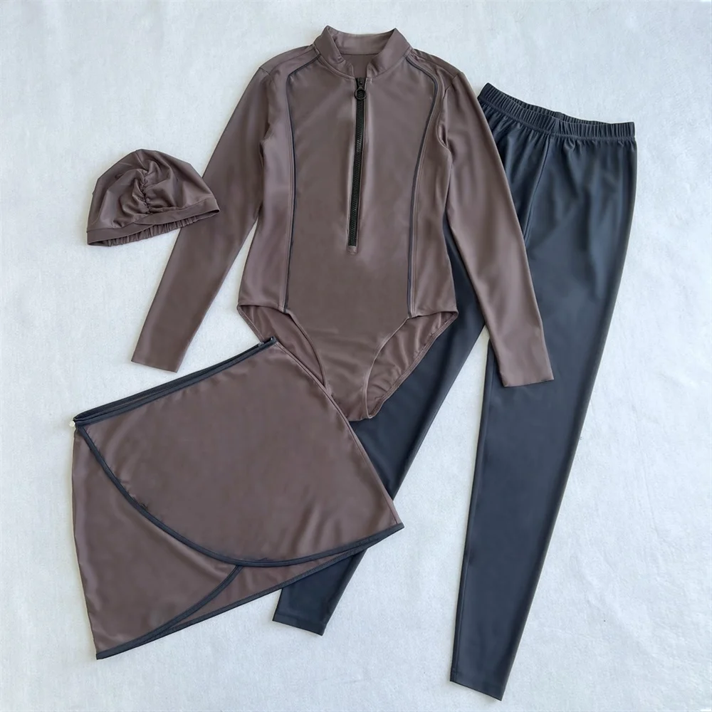 Women Swimwear,Muslim Swimwear,Swimming Suit for Burkini Muslim Women Four-Piece Set