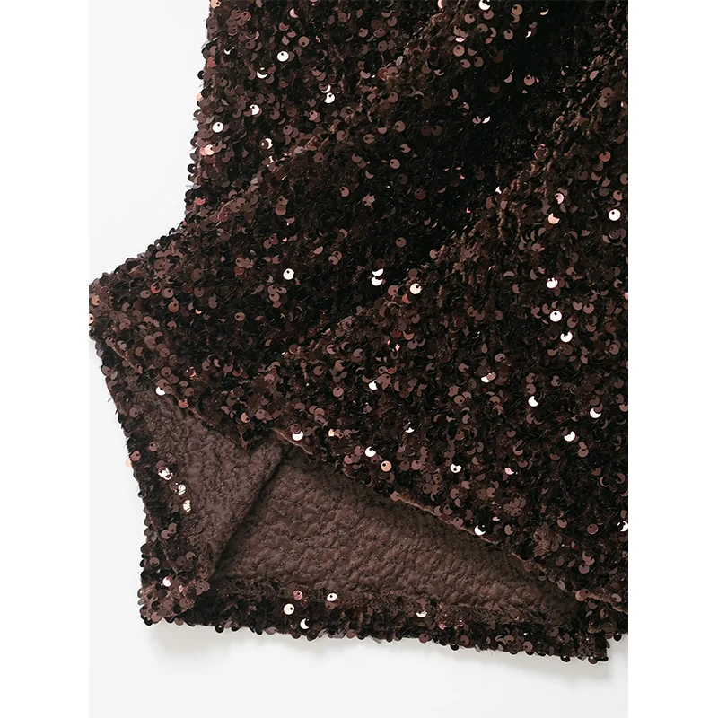 Women Sequin Midi Skirt Elegant Long Skirts 2026 New Fashion Shining Lady Spring Summer Evening Party Skirts ﻿Mujer