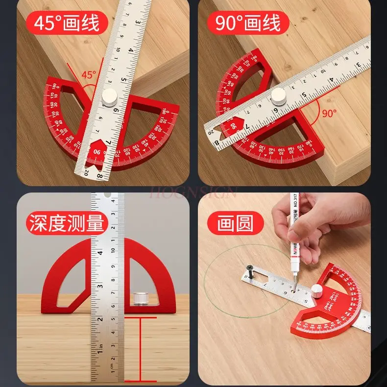 1개 다기능 각도자, 각도 게이지, 다목적 측정 조합, 마킹 룰러, 강력한 자석 각도 게이지