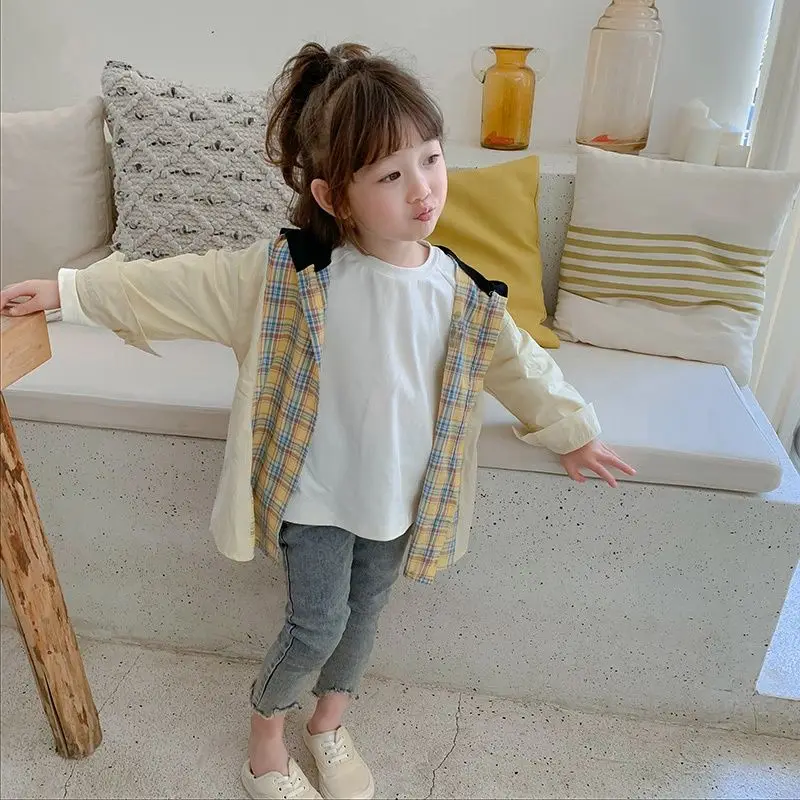 Jeans Décontractés de Couleur Unie pour Fille, Vêtement pour Enfant, Collection Printemps-Automne