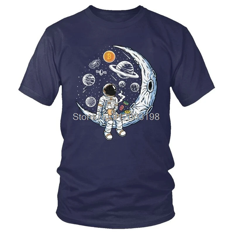 Crypto Astronaut Graphic Tee - Men's Cotton Streetwear Short Sleeve T-Shirt