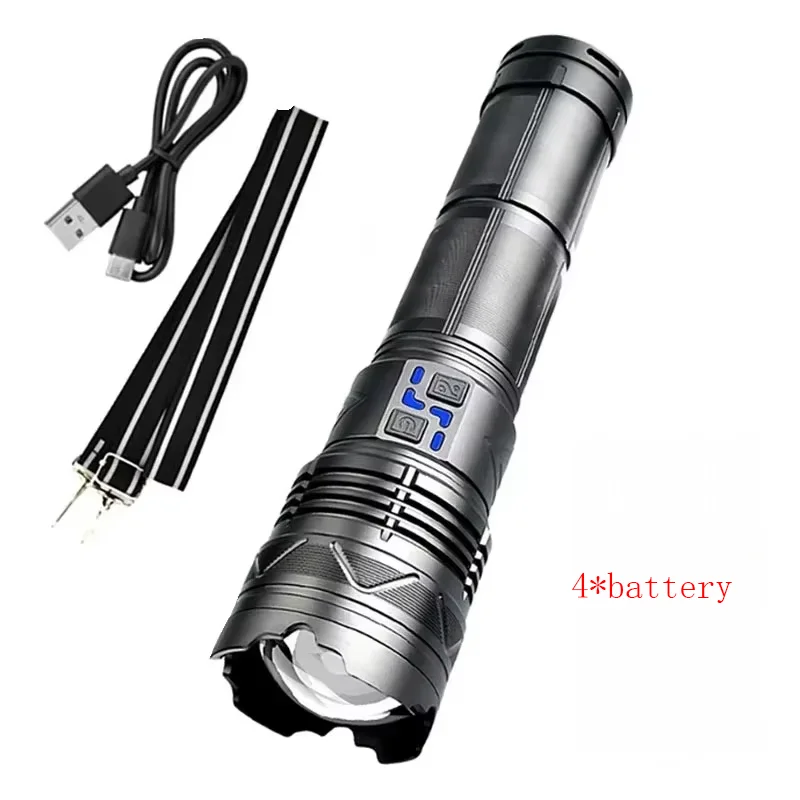 Ultra Bright Tactical Flashlight with Built-in Battery and Telescopic Zoom