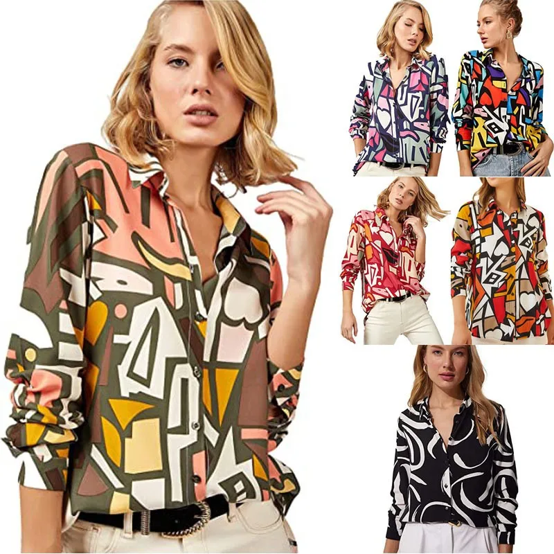

Leisure Autumn And Winter Women's Shirt With Tight Collar Fashionable Long Sleeved Cardigan Button Up Shirt Top Female