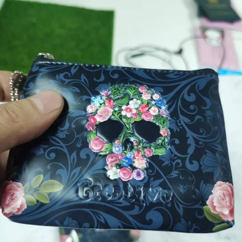 Rose Skull Coin Purse 1pc 12*10cm Mini Wallet Portable PU Non-woven Fabric Women Keys ID Credit Cards Holder Bag Organizer Case coin purse coin wallet