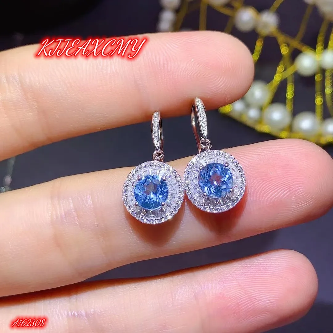 Muslimbrand Boutique Jewelry 925 Sterling Silver Swiss Blue Topa Stone Colore Delle Donne Gemstone Retro Ear Hook Girl Handmade