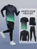Men's Sports 4pcs Set, High Stretch Gradient Color T-shirt + Active Shorts + Leggings + Long Sleeve Compression Shirt Matching S 1