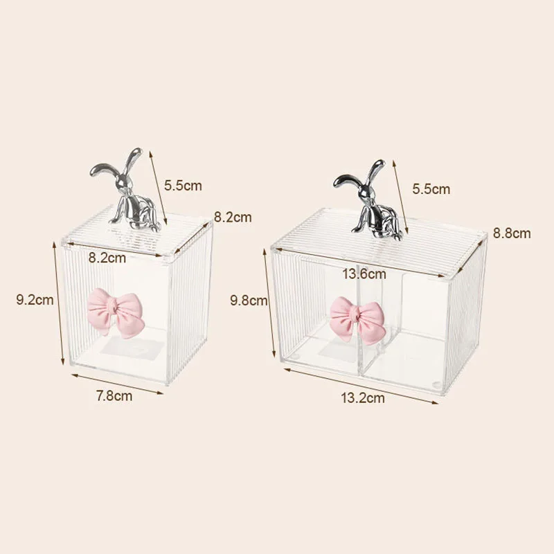 European Rabbit Bow Jewelry Box Clear Lipstick Cotton Sabs Jar Desktop Trinket Storage Box Living Room Fruit Snack Jar with Lid 6
