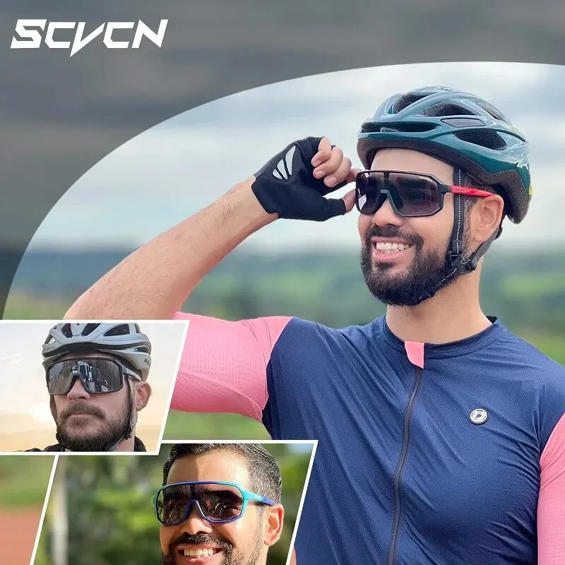 2 Packs Photochromic Riding Cycling Sunglasses Mtb Cycling Glasses Goggles Bicycle Mountain Bike Men's Women Sport Eyewear