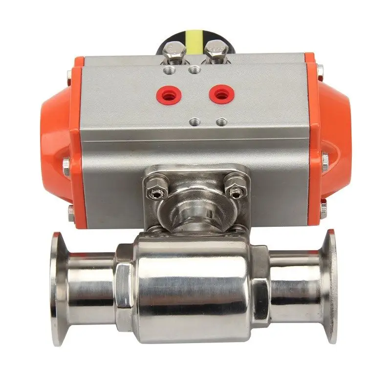 

38mm Sanitary High Platform Ball Valve Two Piece Tri Clamp Ferrule Type 304 Stainless Steel Double Acting Cylinder