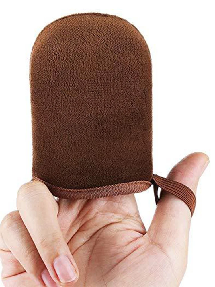 Sunscreen Gloves Self-Tanning Gloves Applicator 2-Pack Sunless Tanning Gloves Thumb Velvet Double Sided Reusable Tanning