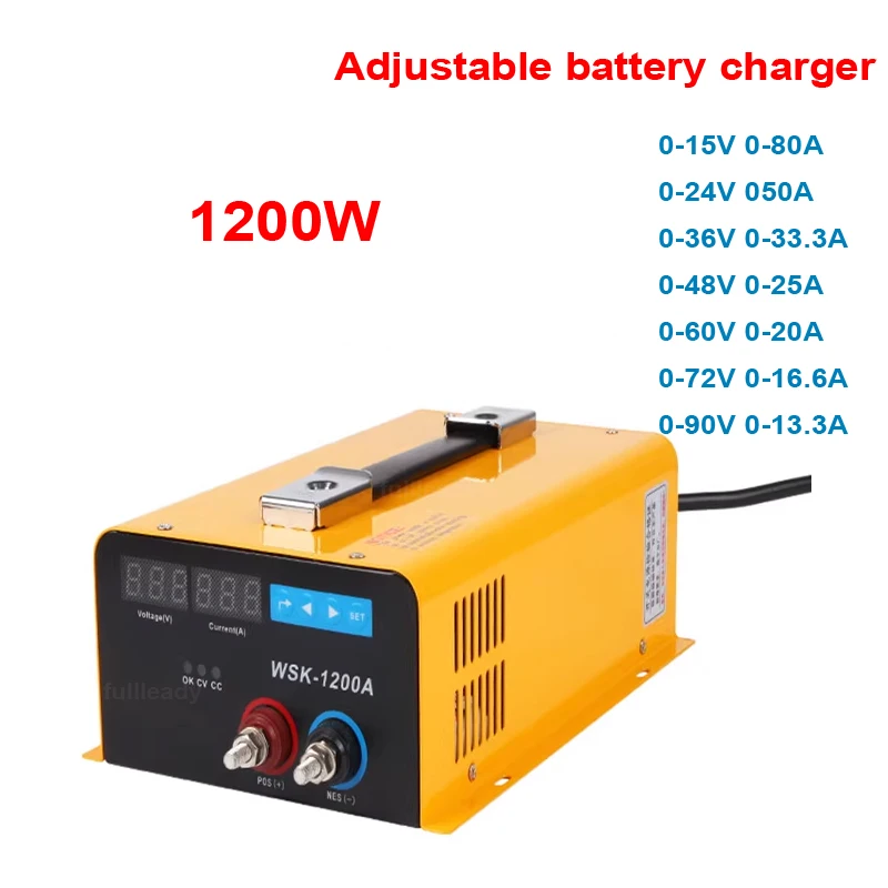 

Регулируемое зарядное устройство 0- 90 в, 1200 Вт, 0-48 В, 60 в, 67,2 В, 50 А, 29,2 в, 20 А, 24 В, 30 А, 58,4 в, 54,6 А, 84 в, 10 А, зарядное устройство для литиевых батарей lifepo4