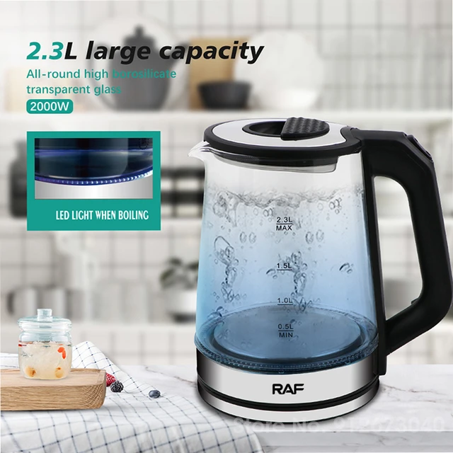 Electric Borosilicate Glass And Steel Hot Tea Water Kettle - 2-liter 2000w  Fast Boiling Cordless With Led Light - Electric Kettles - AliExpress