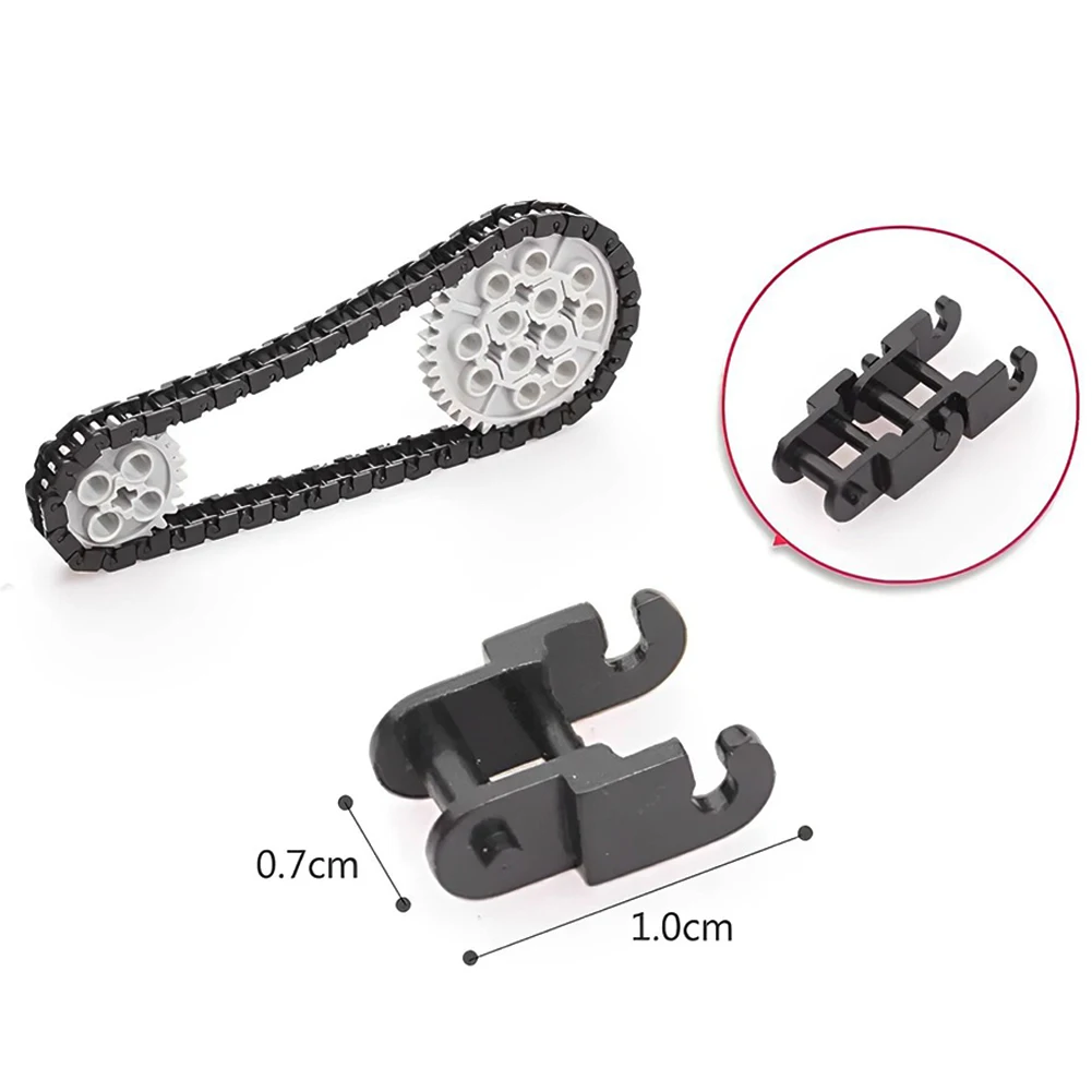 100pcs Link Chain Bricks Technical Parts Gear Set 3711 14696 10928 51416 3648 3649 for MOC Building Blocks Train Toys