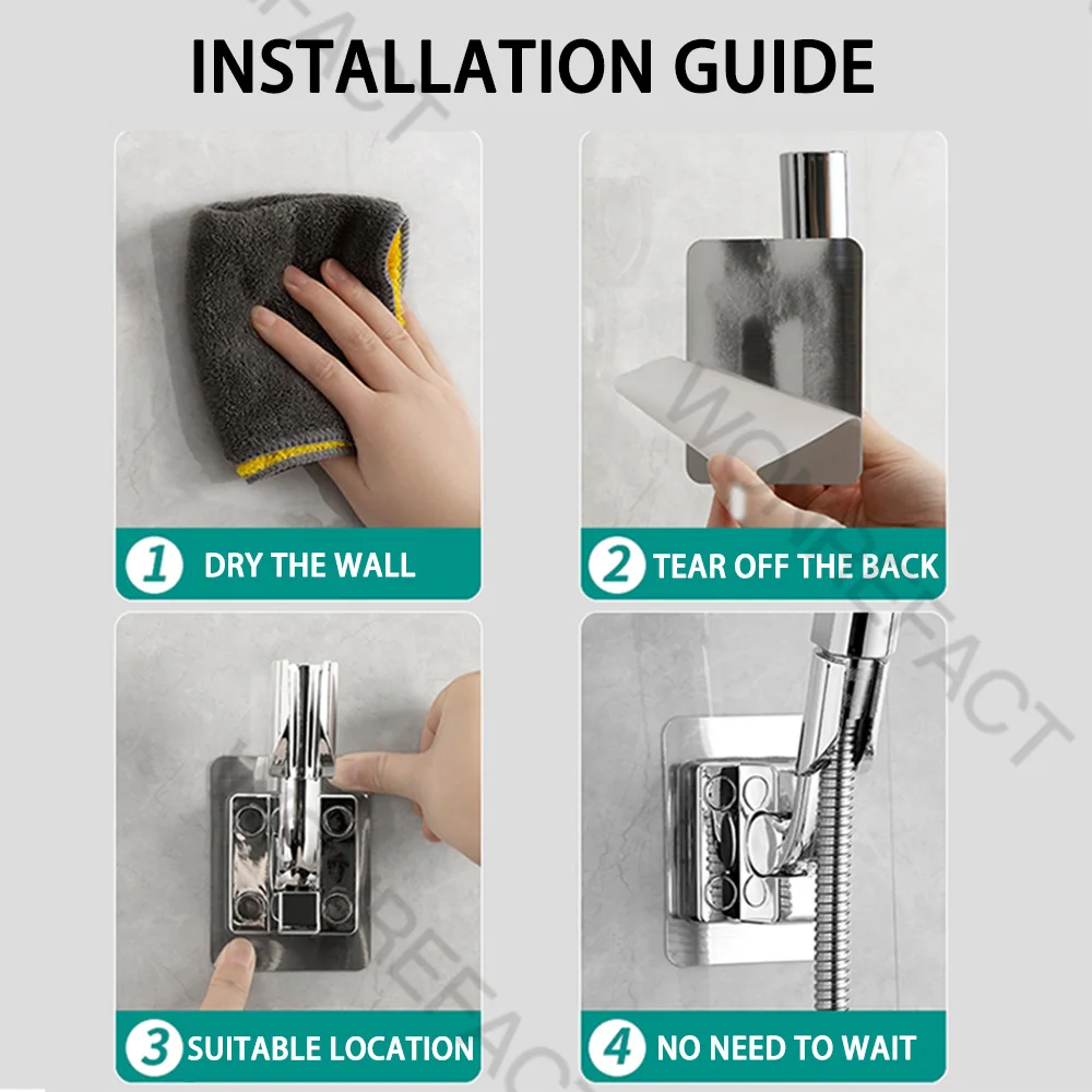 No Drill Adjustable Shower Head Holder Nozzle Handheld 180 Degree Rotation Shower Bracket Universal accessorie showerhead holder shower bracket shower holder