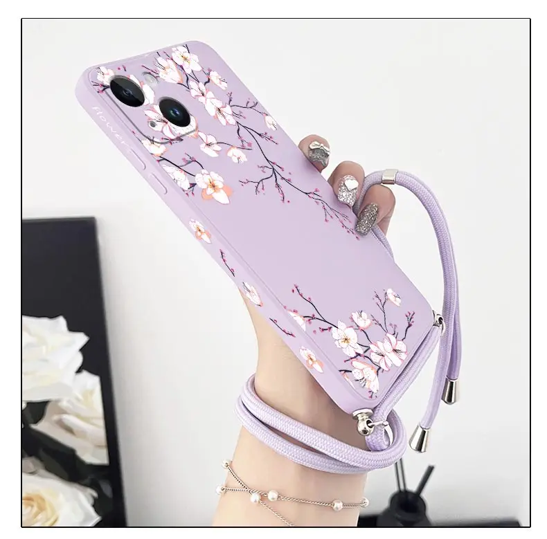 1 3 zarte Blumen Lanyard Silikon Handy hülle für iPhone 13 11 12 15 14 pro max x xs xr xsmax 6s 8 7 6 14 15 plus Abdeckung – Detail 9