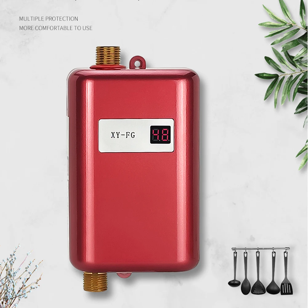 

Electric Water Heater Instantaneous Tankless Instant Hot Water Heater Kitchen Bathroom Shower Flow Water Boiler 110V/220V