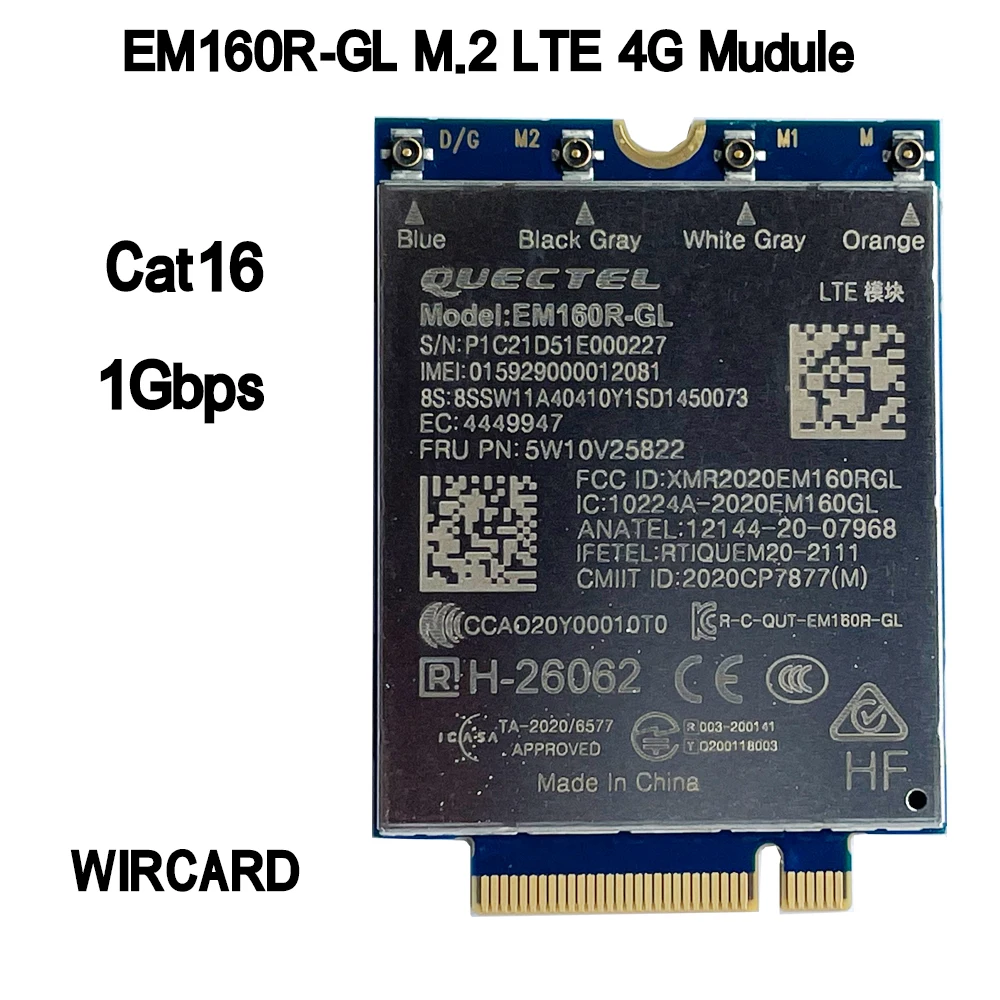 Lte-a Cat16 Módulo M.2 Fdd-lte Tdd-lte Apoio Mimo Fru 5w10v25822 4g Cartão para Laptop Em160r-gl