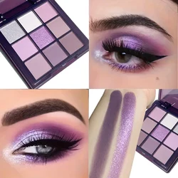 Vibrant Purple Eyeshadow Palette - 9 Rich Natural & Shimmery Shades for Long-Lasting Smoky Eye Looks (A)