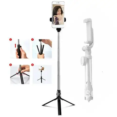 무선 블루투스 호환 셀카봉 삼각대, 원격 핸드폰 라이브 포토 거치대, 카메라 모노포드 셀프 타이머