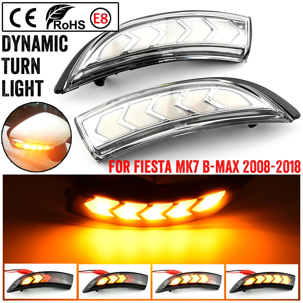 

For Ford Fiesta Mk7 2008-2017 For Ford B-Max 2012-2017 2 Pieces Dynamic Blinker LED Turn Signal Lights Side Mirror indicator