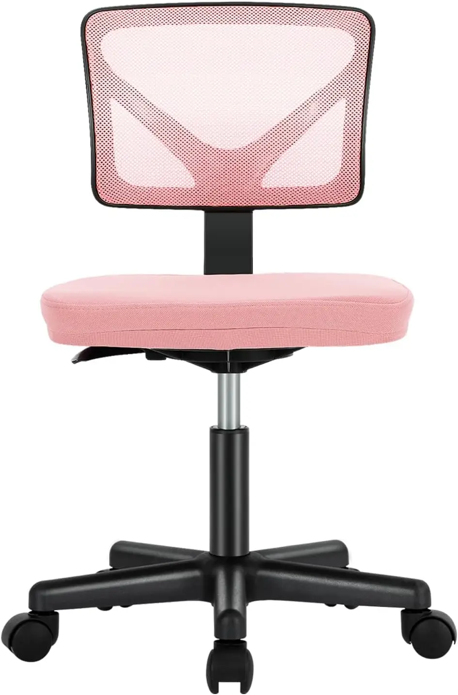 

Armless Desk Chairs, Ergonomic Low Back Computer Chair, Adjustable Rolling Mesh Task Work Swivel Chairs, Pink