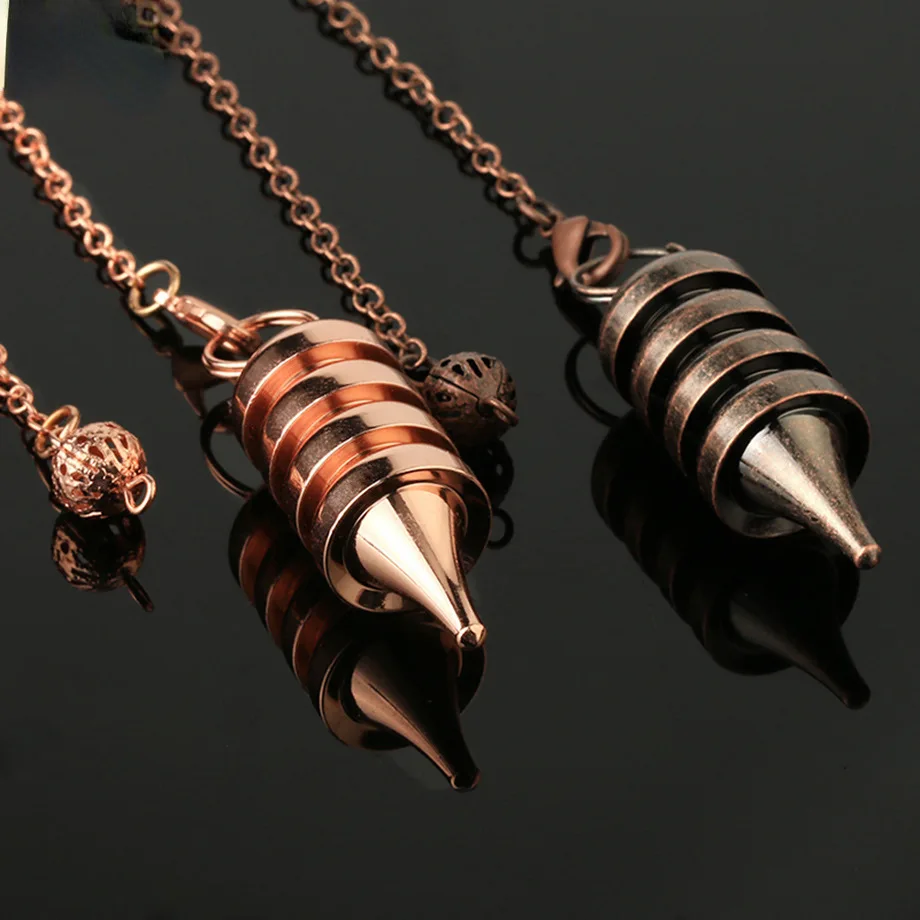 Gold Metal Pendulum for Divination with Copper Pendant - Real Reiki Dowsing Tool