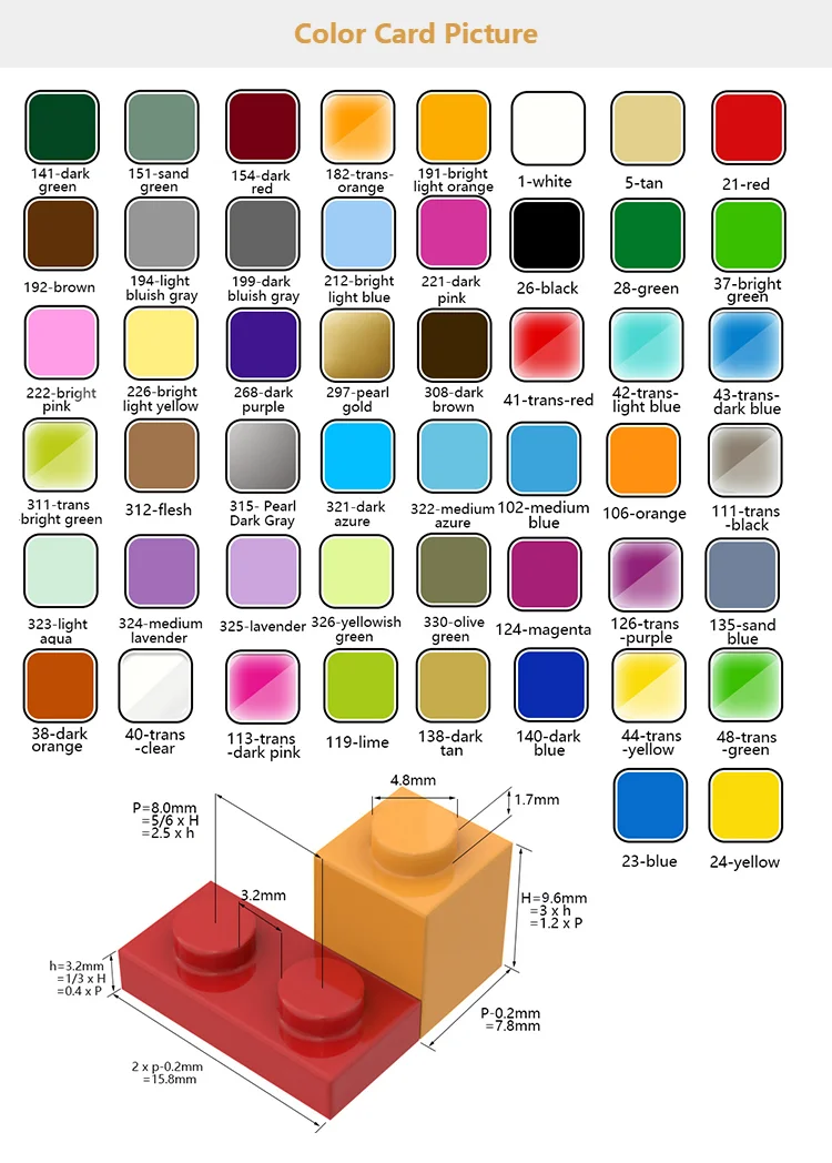 Rainbow Pig MOC Parts 87079  38879 Tile 2 x 4 with Groove Compatible Bricks DIY Assmble Building Blocks Particle Kid Puzzle Toys jenga colored blocks