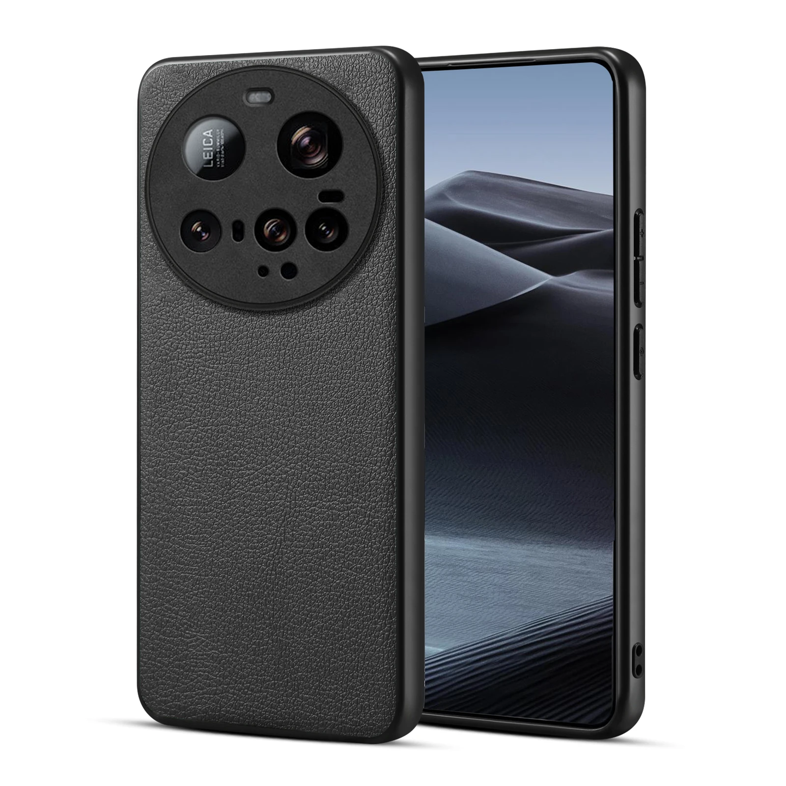 Luxury Calfskin Leather Case with Shockproof Matte Finish and Lens Protection