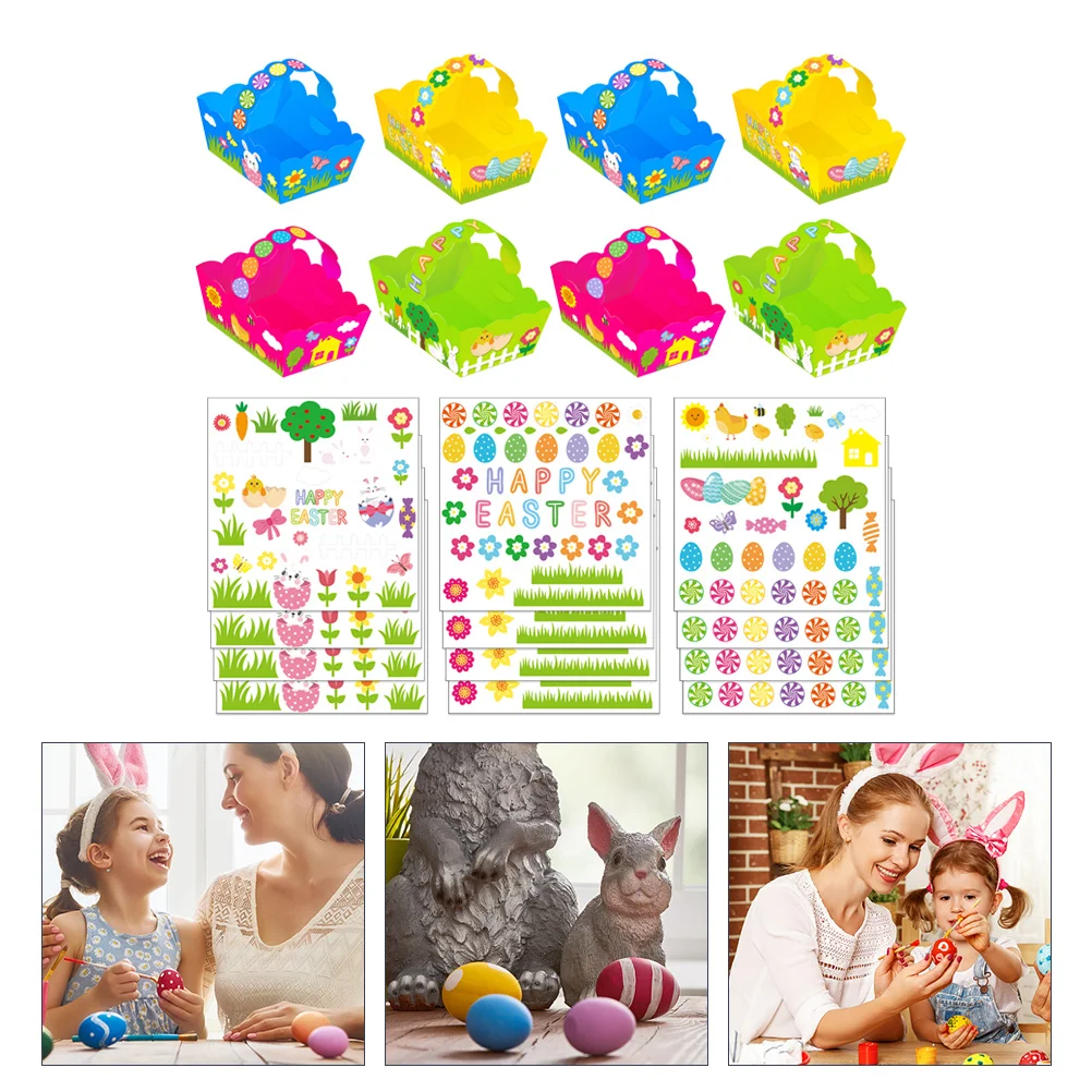 

Shopping Basket Diy Easter Biscuit Box For Kids Eggs Hunt Easter Egg Basket Hamper Decorations Rabbit Adornment Paper DIY