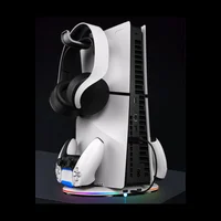 PS5pro, PS5slim Game console Optical drive digital upright stand base with lights P5 dual controller seat charger headset mount - Image 6