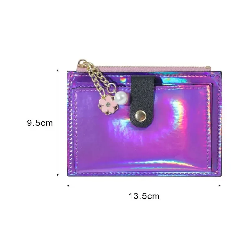 Women Fashion Short Wallet Purse Laser Colorful PU Leather Zero Purse Wallet Credit Card Holder Bags Multi-card Case