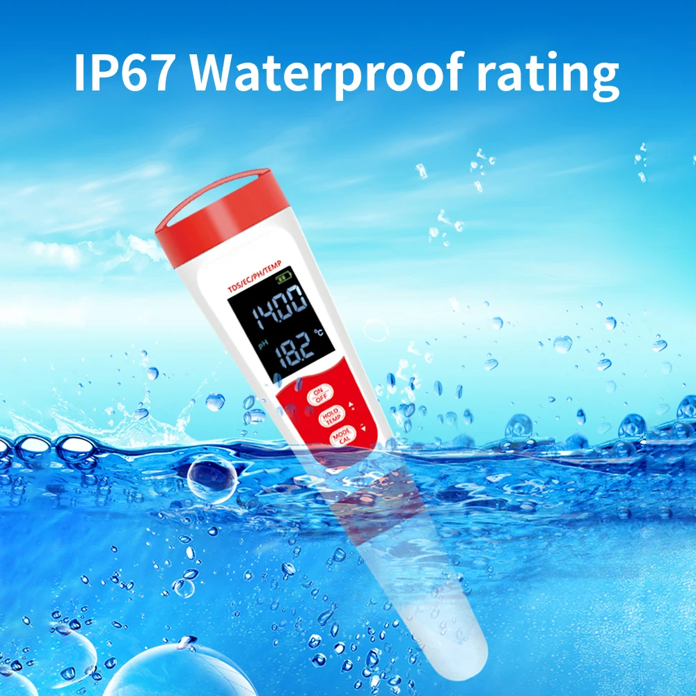 Digital Water Quality Tester TDS EC PH TEMP Meter 0.01 High Precision Water Purity Test Pen for Swimming Pool Potable