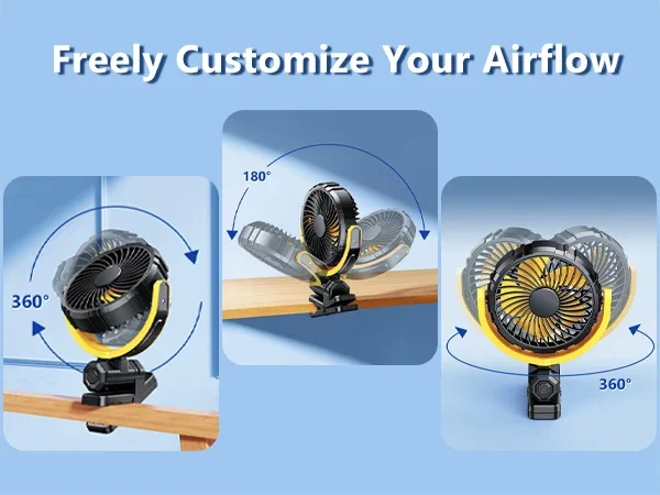Portable Battery Powered Clip On Fan For Car Visor 360 Rotation_voghion.com