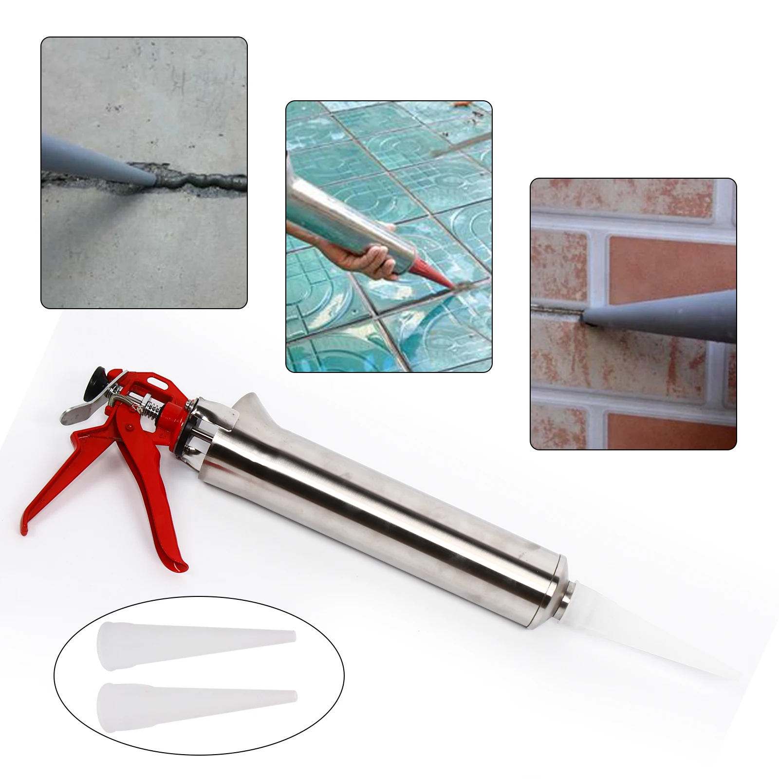 Grouting Mortar Sprayer Applicator Tool Mortar Pointing Grouting Gun Cement Lime Wall Sewing Gun with 2 Plastic Nozzle