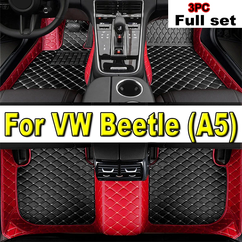 

Car Floor Mats For Volkswagen Beetle A5 2012~2018 The Main And Co-pilot Computer Box Leather Car Mats Fully Set Car Accessories