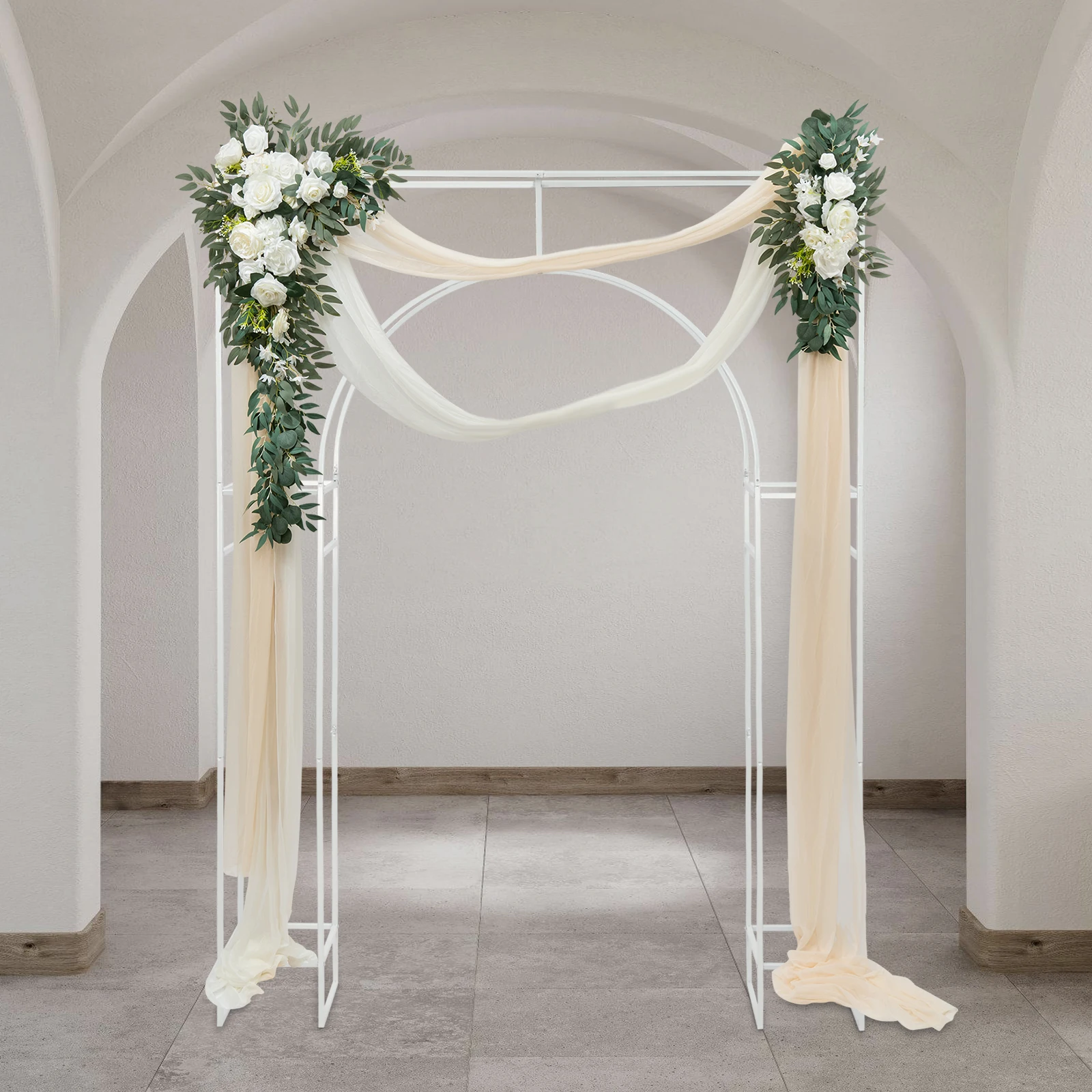 

White Metal Wedding Arch Arbor Frame Balloon Flower Square Backdrop Stand DIY Ceremony Decorative Rack