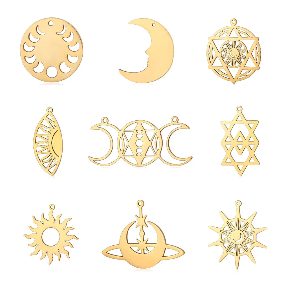 

5pcs/lot Stainless Steel Crescent DIY Charm Pendant Wholesale Sun Hexagram Jewelry Findings Necklace Earrring Making Top Quality