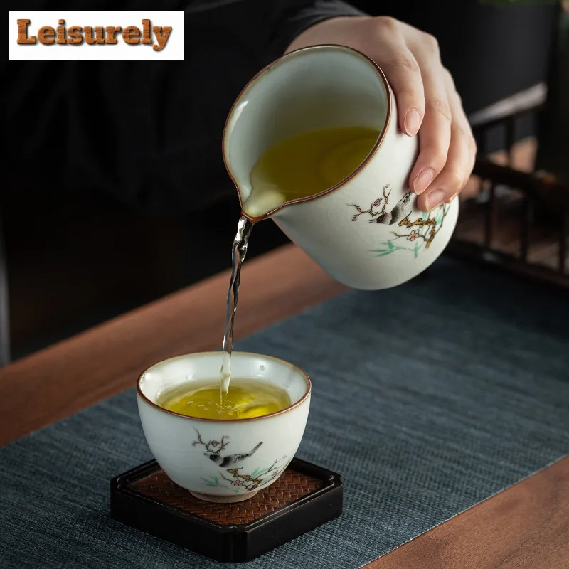 100ml Iron Tire Ru Kiln Porcelain Teacup Ancient Tea Bowl Sample Tea Cup Tea-tasting Personal Cup Chazhan Master Cups Teaset
