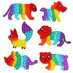 Jouet de décompression arc en ciel en forme d'animal pour enfant et adulte, 6 Styles différents 